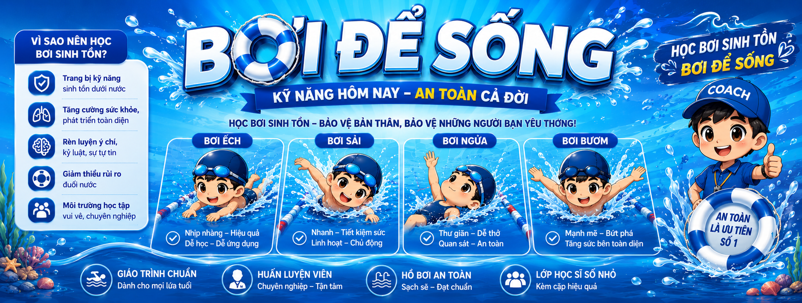 dạy bơi sinh tồn